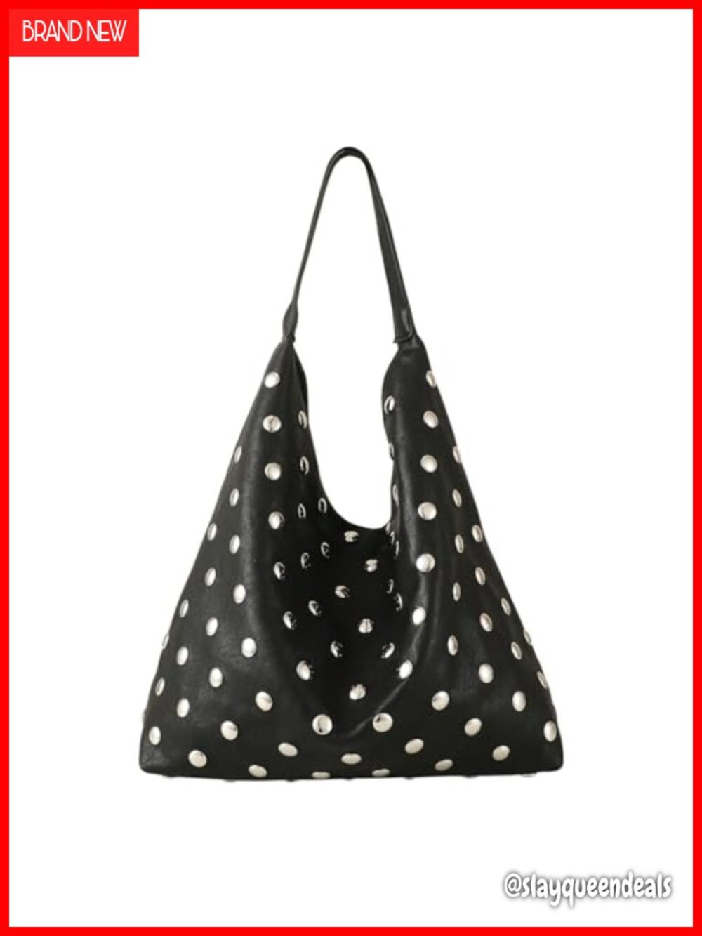Studded Hobo Purse for Women Faux Leather Tote Shoulder Bag Punk Handbag